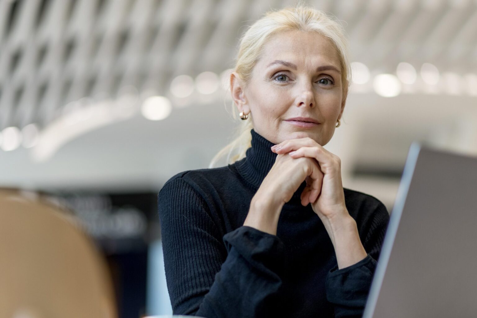 HR leader in front of computer